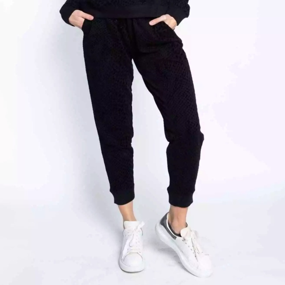 Rails Oakland Black Flocked Cobra Sweatpant Jogger Women Size XS Pull-On Pockets
